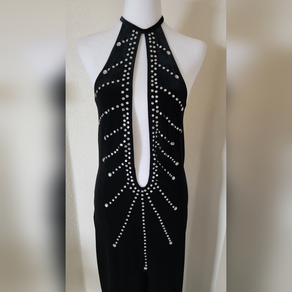 Custom-made Halter Crystal Embellished Bodycon Sexy Cocktail Dress, size M/L - Picture 5 of 12